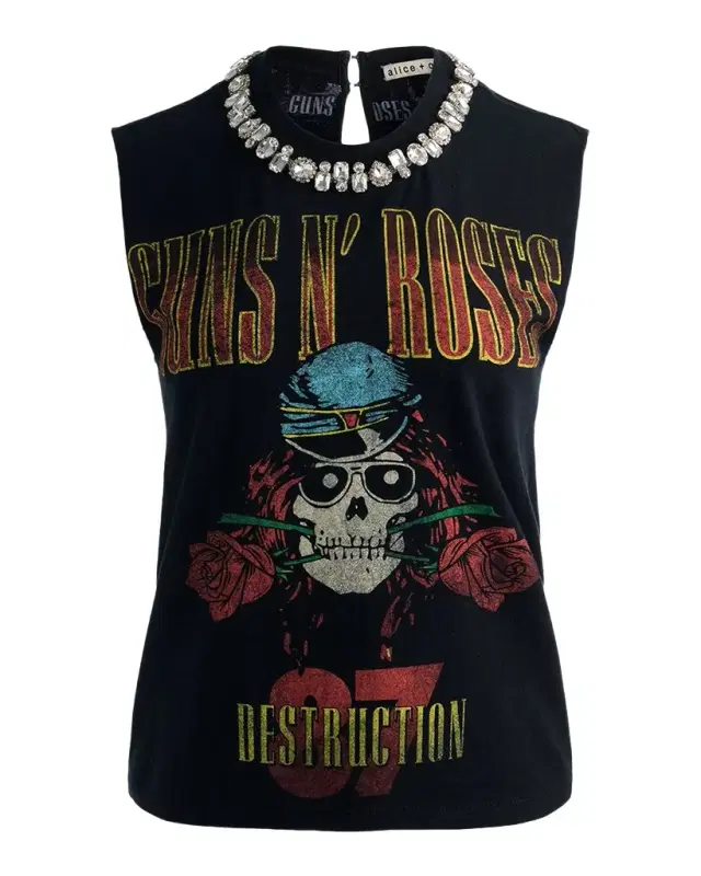 ALICE + OLIVIA x Guns N ' Roses Micah Embellished Muscle Tank