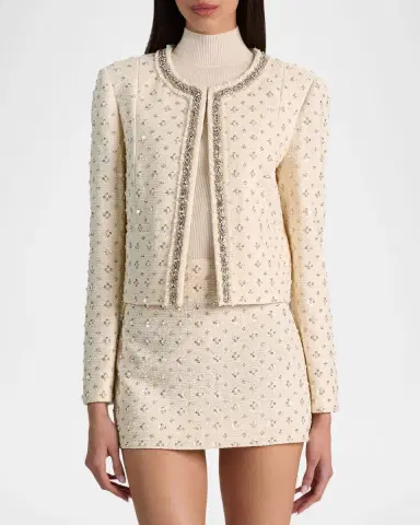 Alice + Olivia Thomasina Embellished Tweed Jacket | Thumbnail 4 Alice + Olivia Thomasina Embellished Tweed Jacket | Thumbnail 4