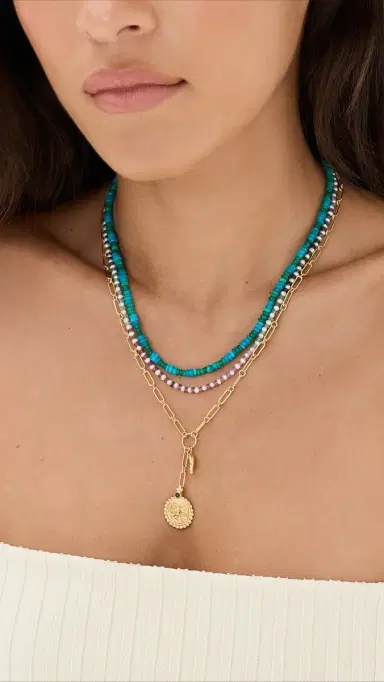 JIA JIA 14k Mini Blue Green Stripe Opal Necklace | Thumbnail 3