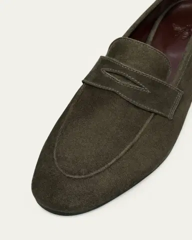 Bougeotte Flaneur Suede Penny Loafers | Thumbnail 3 Bougeotte Flaneur Suede Penny Loafers | Thumbnail 3