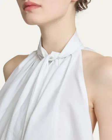 Givenchy Sleeveless Bow-Neck Pleated Poplin Mini Dress | Thumbnail 5 Givenchy Sleeveless Bow-Neck Pleated Poplin Mini Dress | Thumbnail 5