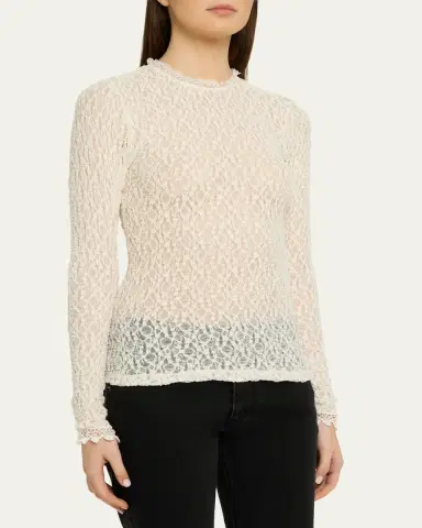 Isabel Marant Brany Stretch Lace Long-Sleeve Top | Thumbnail 4 Isabel Marant Brany Stretch Lace Long-Sleeve Top | Thumbnail 4