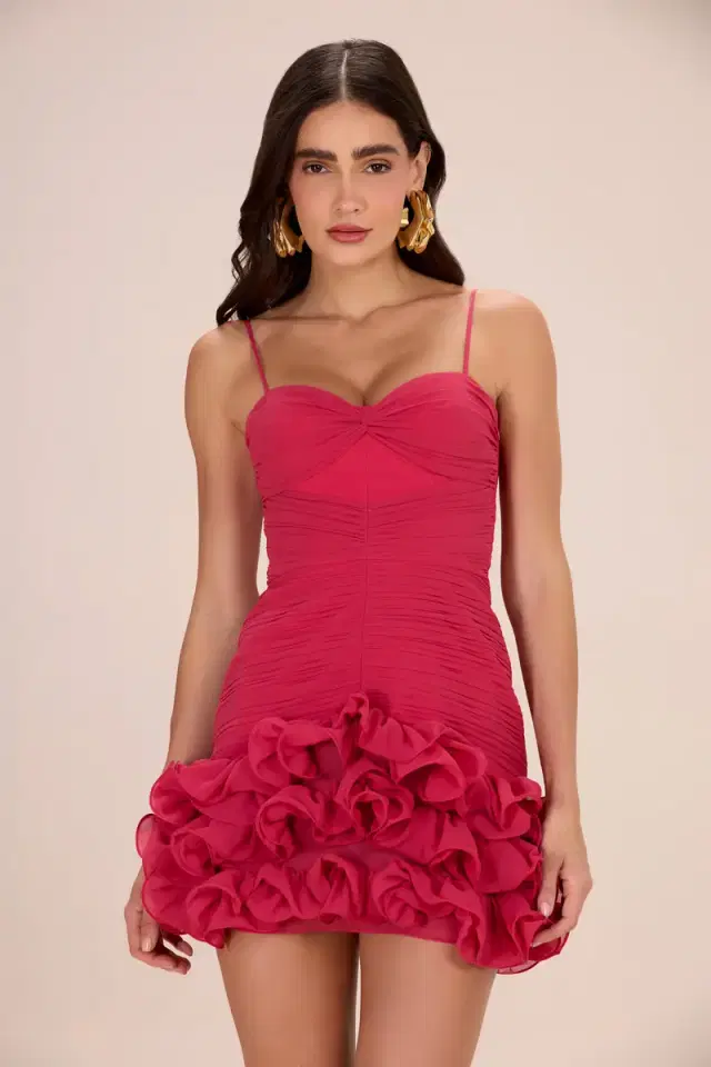 FLORAL CHIFFON CORSET MINI DRESS