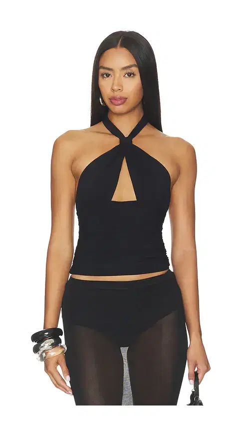 Mimchik Piper Knotted Halter Top