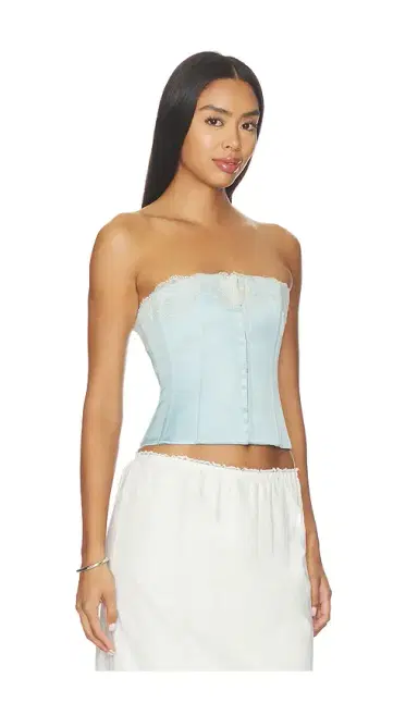 Guizio Lace Trim Satin Corset | Thumbnail 2 Guizio Lace Trim Satin Corset | Thumbnail 2