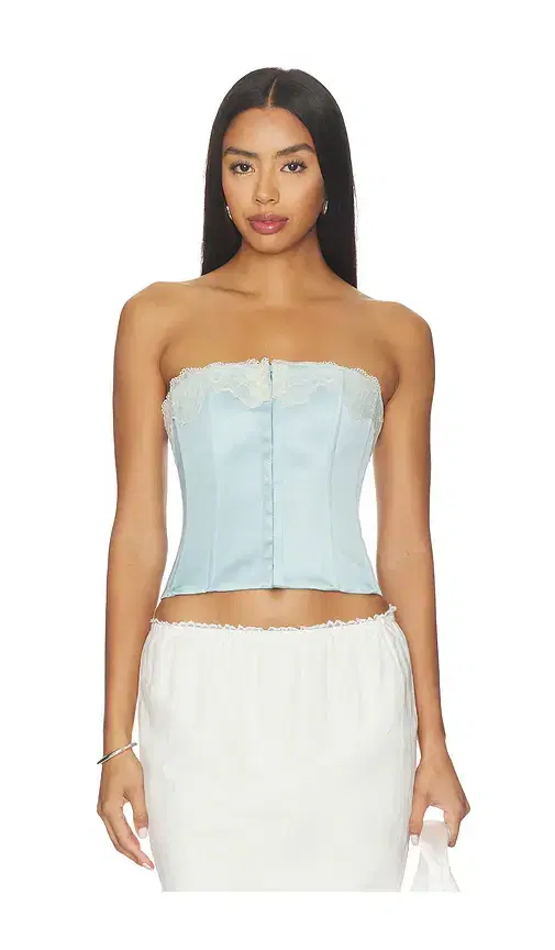Lace Trim Satin Corset