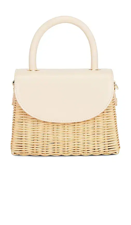olga berg Elle Wicker Top Handle Bag