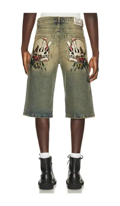 Ed Hardy Spider Skulls Rhinestone Long Shorts | Thumbnail 3