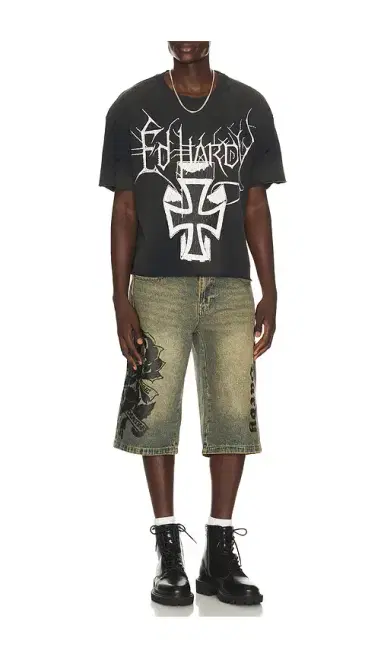 Ed Hardy Spider Skulls Rhinestone Long Shorts | Thumbnail 4