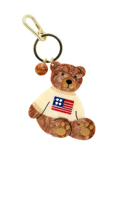 Solar Eclipse Hand-Painted Americana Teddy Bear Bag Charm & Keychain | Thumbnail 1