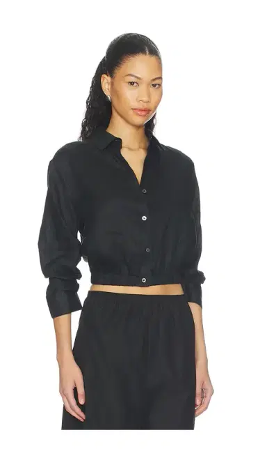 Theory Linen Fixed Sleeve Cropped Shirt | Thumbnail 2 Theory Linen Fixed Sleeve Cropped Shirt | Thumbnail 2