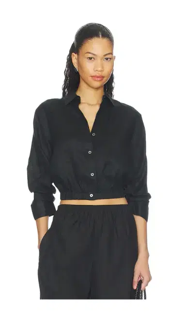 Theory Linen Fixed Sleeve Cropped Shirt | Thumbnail 1 Theory Linen Fixed Sleeve Cropped Shirt | Thumbnail 1