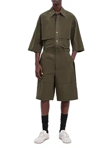 Bottega Veneta Men's Macro Intreccio Cotton Shorts - Wader Green | Thumbnail 2