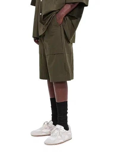 Bottega Veneta Men's Macro Intreccio Cotton Shorts - Wader Green | Thumbnail 3