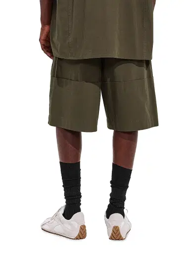 Bottega Veneta Men's Macro Intreccio Cotton Shorts - Wader Green | Thumbnail 4