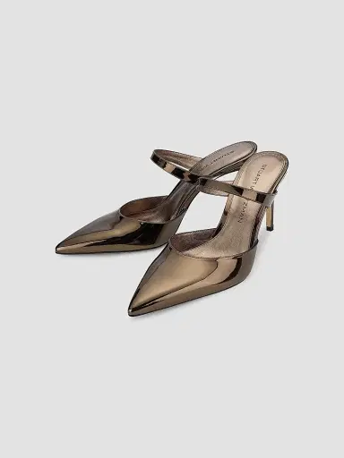 Stuart Weitzman Women's Stuart Power 85MM Patent Leather Mules - Cigar - Size 9.5 | Thumbnail 2