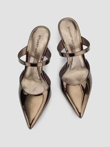 Stuart Weitzman Women's Stuart Power 85MM Patent Leather Mules | Thumbnail 4 Stuart Weitzman Women's Stuart Power 85MM Patent Leather Mules | Thumbnail 4
