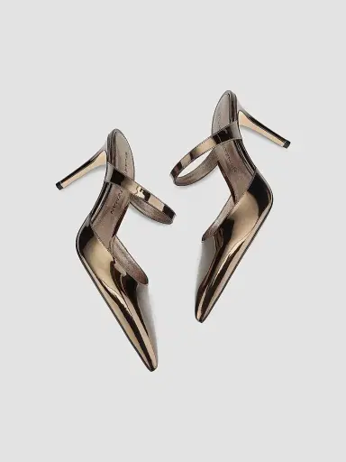 Stuart Weitzman Women's Stuart Power 85MM Patent Leather Mules - Cigar - Size 9.5 | Thumbnail 6