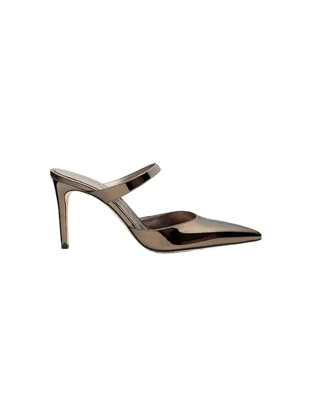 Stuart Weitzman Women's Stuart Power 85MM Patent Leather Mules - Cigar