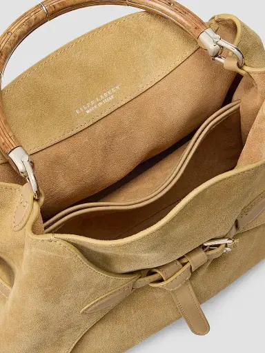 Ralph Lauren Collection Women's Suede Wood Top Handle Bag | Thumbnail 7