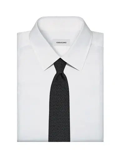 Ferragamo Men's Garbo Gancini Jacquard Silk Tie | Thumbnail 2 Ferragamo Men's Garbo Gancini Jacquard Silk Tie | Thumbnail 2