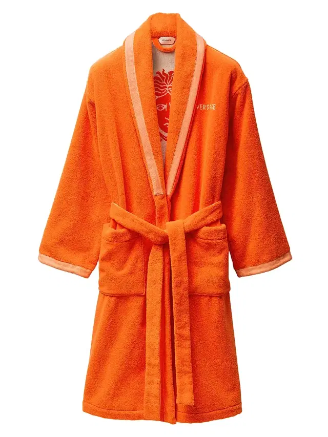 Versace Men's Jacquard Medusa Terry Robe - Orange White