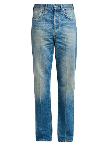 Versace Men's Straight-Leg Stone-Washed Jeans - Medium Blue | Thumbnail 1