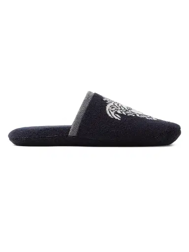 Versace Men's Jacquard Medusa Terry Cotton Bath Slippers - Blue White - Size XL | Thumbnail 1