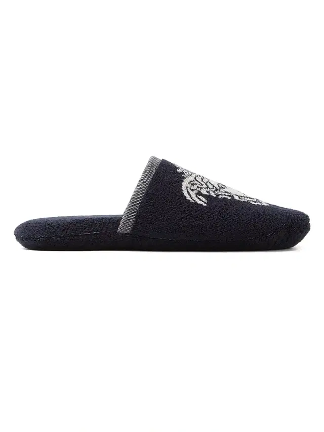 Versace Men's Jacquard Medusa Terry Cotton Bath Slippers - Blue White