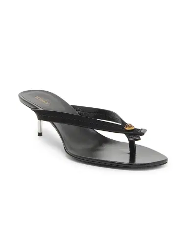Versace Women's 50MM Medusa Leather Sandals - Black Gold | Thumbnail 2