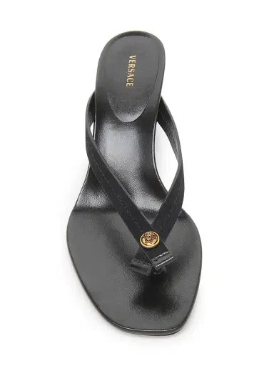 Versace Women's 50MM Medusa Leather Sandals - Black Gold | Thumbnail 4