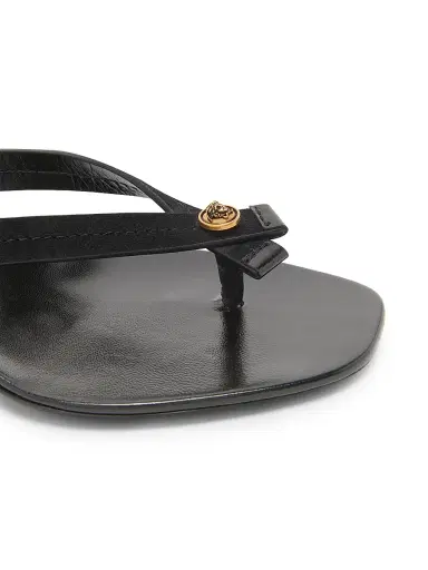 Versace Women's 50MM Medusa Leather Sandals - Black Gold | Thumbnail 5