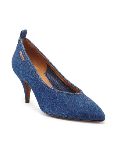 Versace Women's 65MM Denim Stiletto-Heel Pumps | Thumbnail 2