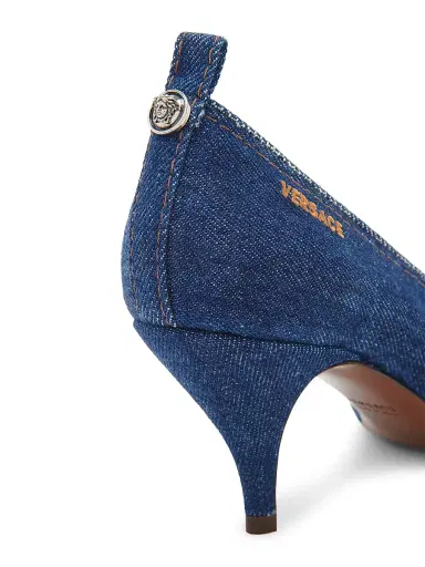 Versace Women's 65MM Denim Stiletto-Heel Pumps | Thumbnail 5