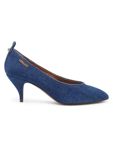 Versace Women's 65MM Denim Stiletto-Heel Pumps | Thumbnail 1