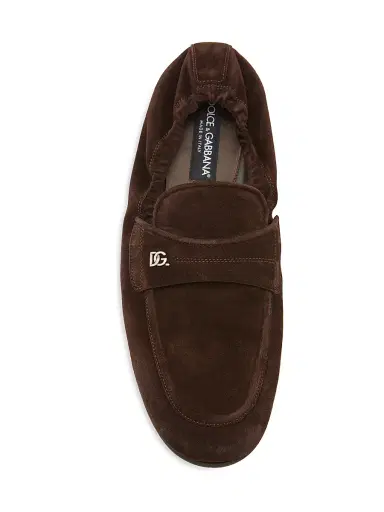 Dolce & Gabbana Men's Logo-Detail Velvet-Finish Suede Loafers | Thumbnail 4 Dolce & Gabbana Men's Logo-Detail Velvet-Finish Suede Loafers | Thumbnail 4