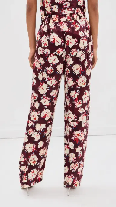 rabanne Silk Pants Flowers Trims Purple/Yel | Thumbnail 3