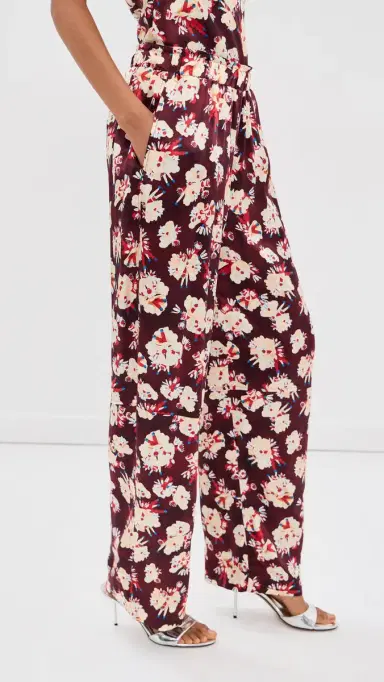 rabanne Silk Pants Flowers Trims Purple/Yel | Thumbnail 4