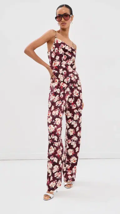 rabanne Silk Pants Flowers Trims Purple/Yel | Thumbnail 5