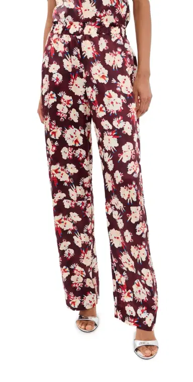 rabanne Silk Pants Flowers Trims Purple/Yel | Thumbnail 1
