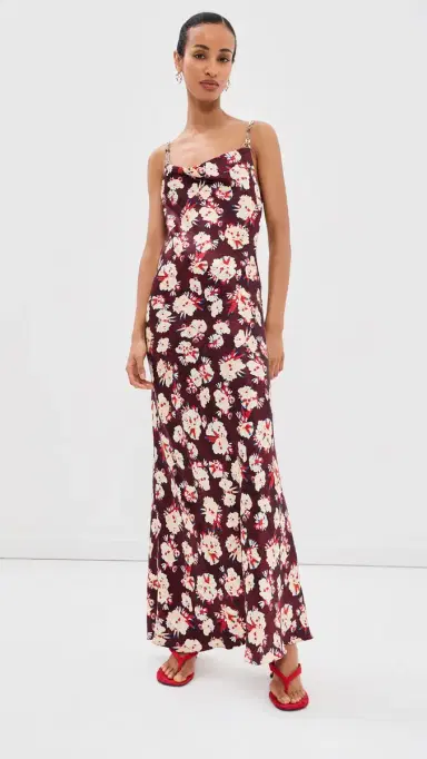 Rabanne Floral Silk Dress Flowers Trims Purple/Yel | Thumbnail 2 Rabanne Floral Silk Dress Flowers Trims Purple/Yel | Thumbnail 2
