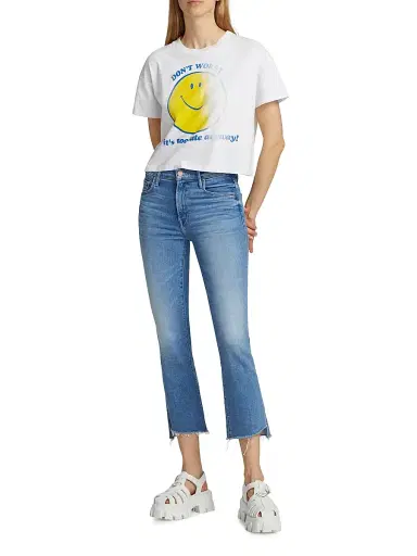 Mother Women's The Insider Crop Step Fray Jeans - Out Of The Blue | Thumbnail 2