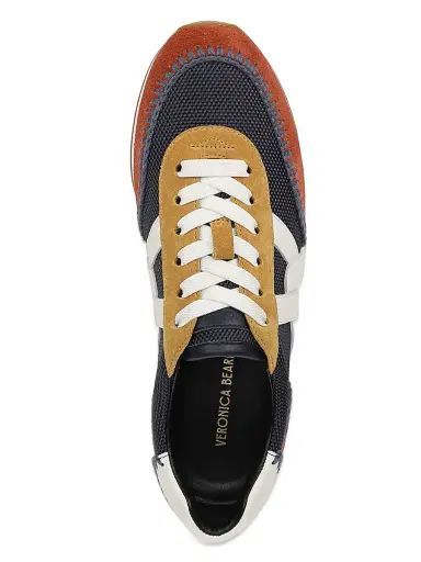 Veronica Beard Women's Penrose 25MM Whipstitch Colorblocked Sneakers - Navy Rust | Thumbnail 4