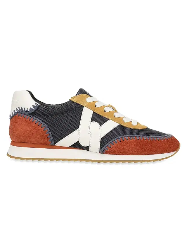 Veronica Beard Women's Penrose 25MM Whipstitch Colorblocked Sneakers - Navy Rust