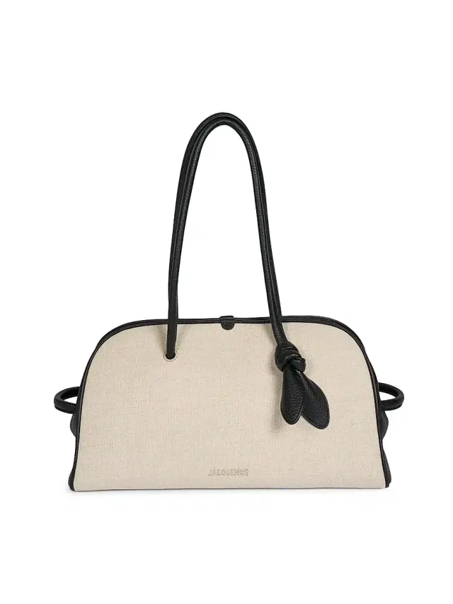 Jacquemus Women's Le Turismo Canvas Leather-Trimmed Bowler Bag - Light Greige Black