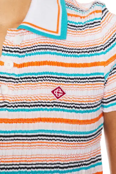 Casablanca Stripe Shirred Polo Top | Thumbnail 5 Casablanca Stripe Shirred Polo Top | Thumbnail 5