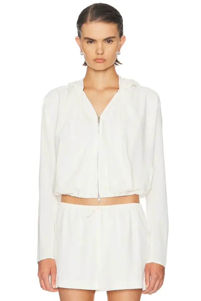 Alexander Wang Pleated Neckline Hoodie Sweatshirt