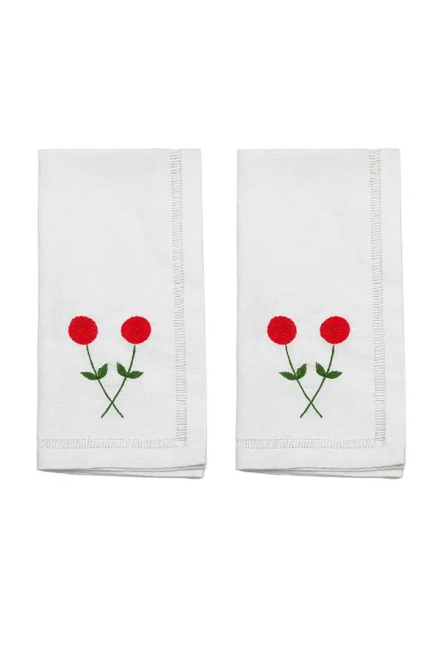 Gohar World A Jour Stitch & Double Rose Dinner Napkins