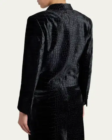 Tom Ford Croc-Embossed Velvet Single-Breasted Jacket | Thumbnail 3 Tom Ford Croc-Embossed Velvet Single-Breasted Jacket | Thumbnail 3