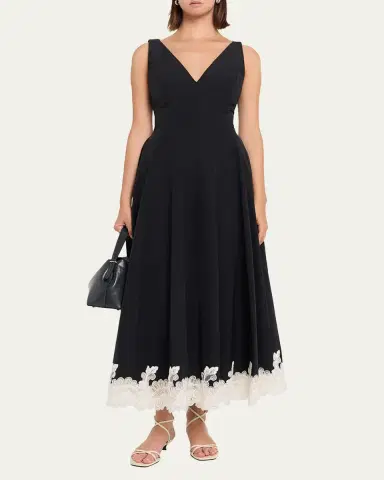Simkhai Mira Cotton Faille Lace Midi Dress | Thumbnail 2 Simkhai Mira Cotton Faille Lace Midi Dress | Thumbnail 2